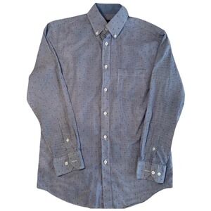 Charleston Threads Mens Small Blue Gingham Orange Polka Dot Cotton Button Down